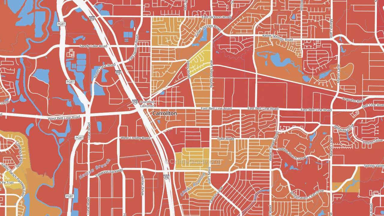 Original Town, Carrollton, TX Map of Drug-Related Crime Rates