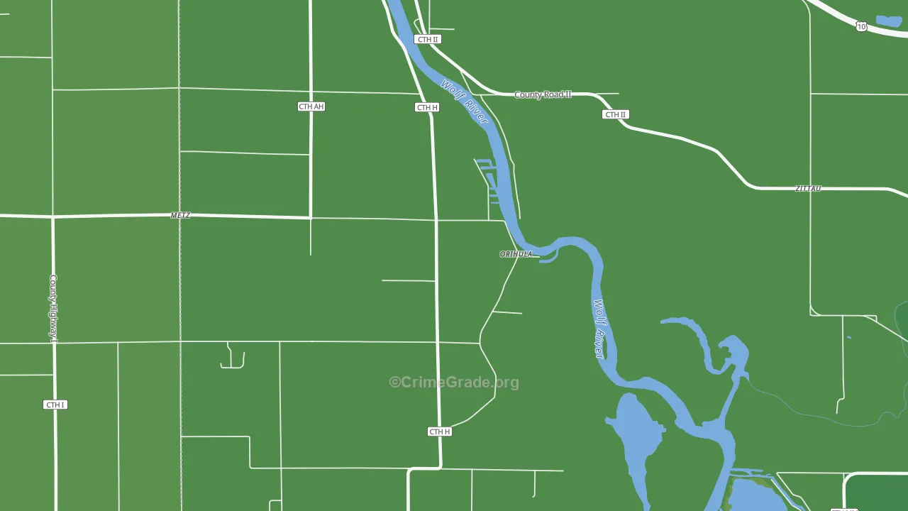 Orihula, WI Map of Drug-Related Crime Rates