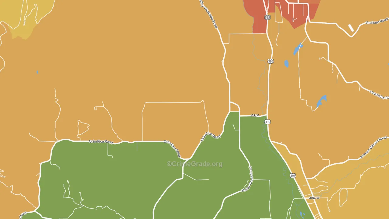 Orin, WA Map of Drug-Related Crime Rates