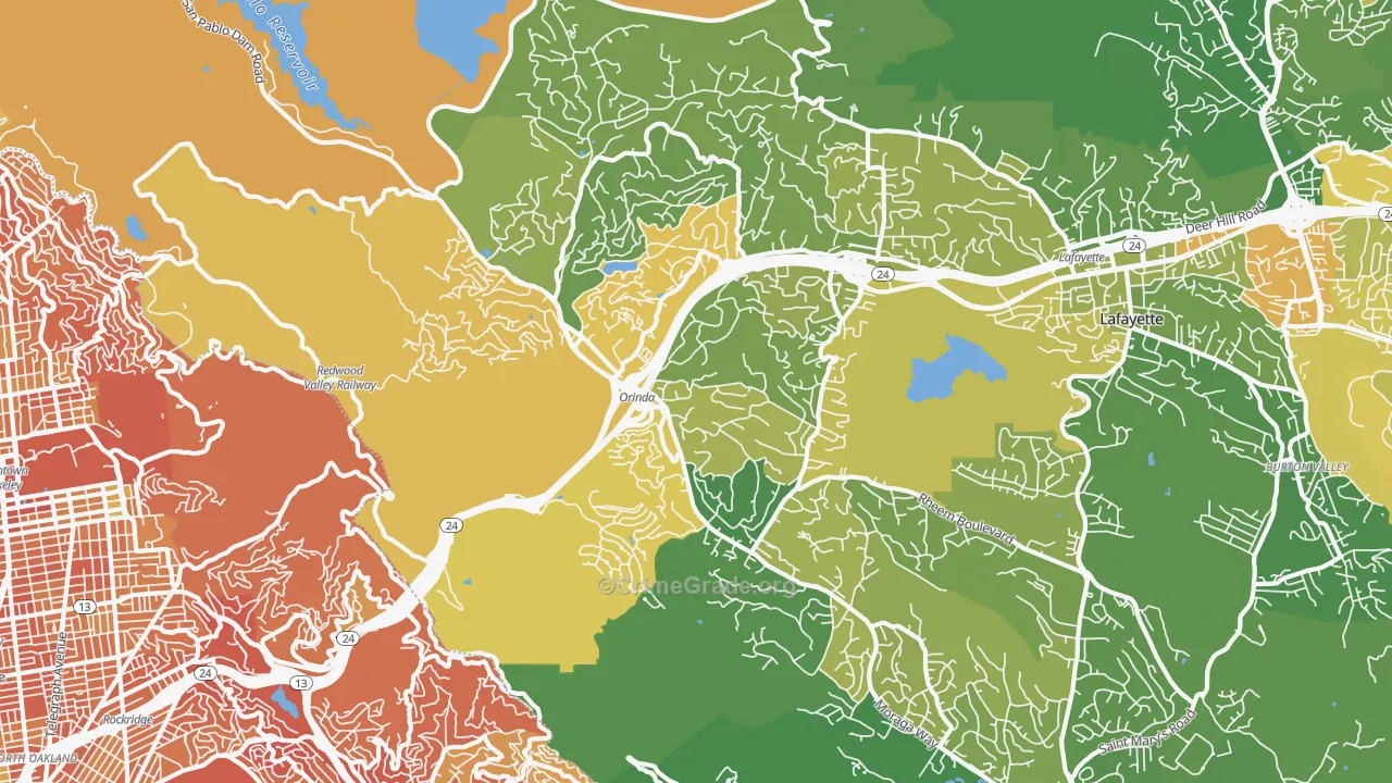 Orinda, CA Map of Drug-Related Crime Rates