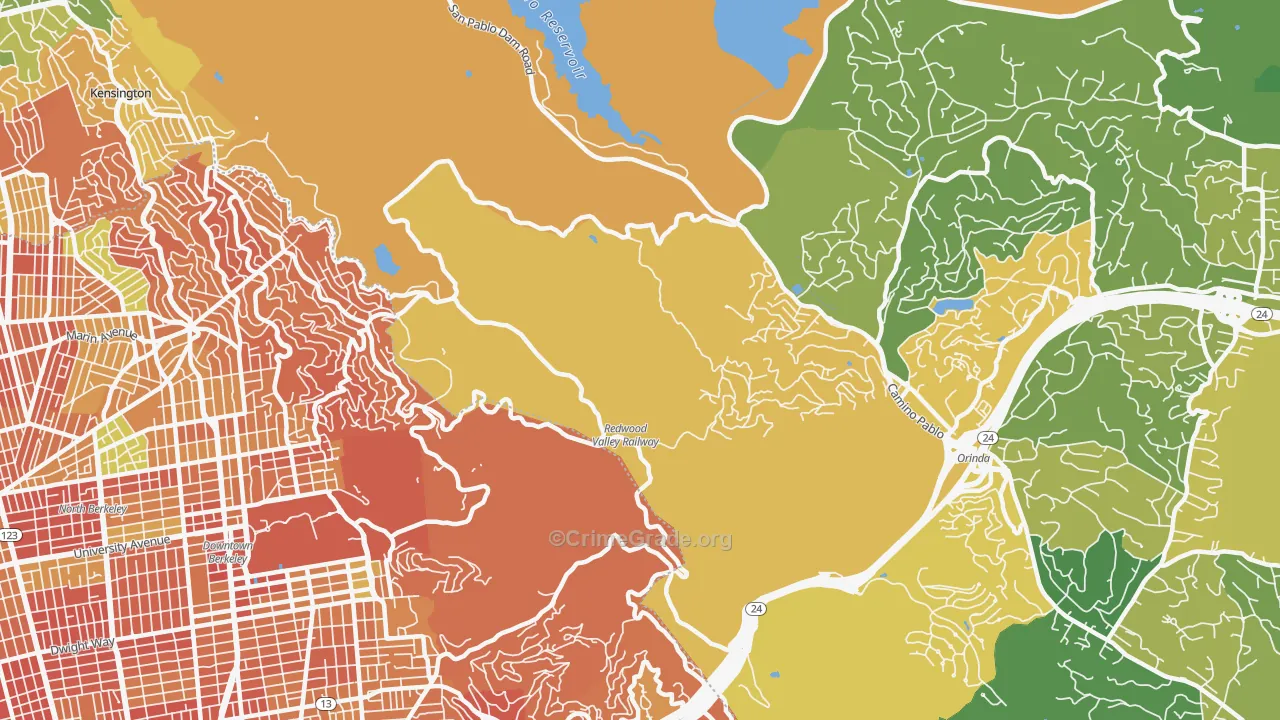 Orinda Village, CA Map of Drug-Related Crime Rates