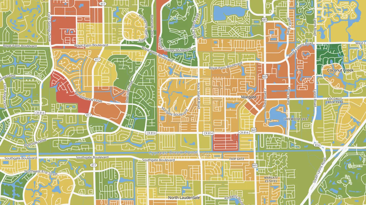Oriole Margate Golf Course, Margate, FL Map of Drug-Related Crime Rates