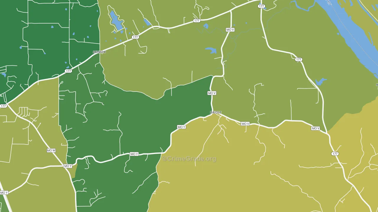 Oriole, MO Map of Drug-Related Crime Rates