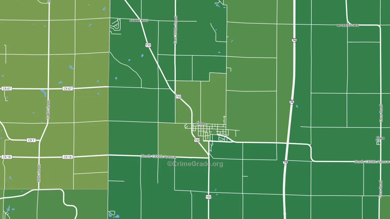 Orion, IL Map of Drug-Related Crime Rates