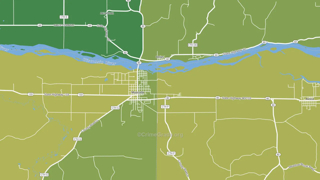 Orion, WI Map of Drug-Related Crime Rates