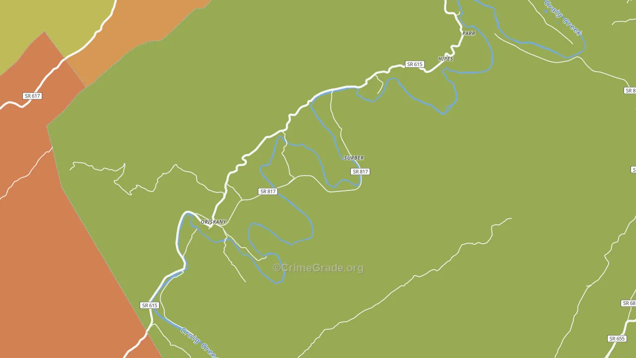 Oriskany, VA Map of Drug-Related Crime Rates
