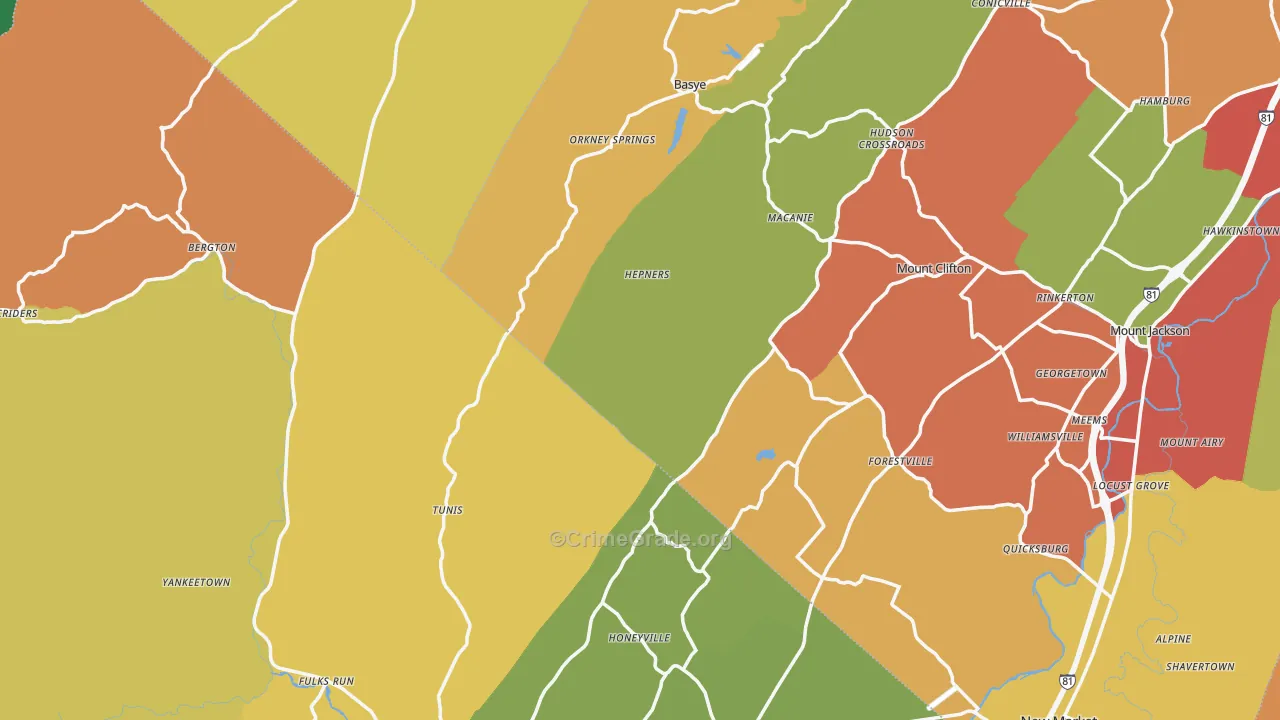 Orkney Springs, VA Map of Drug-Related Crime Rates