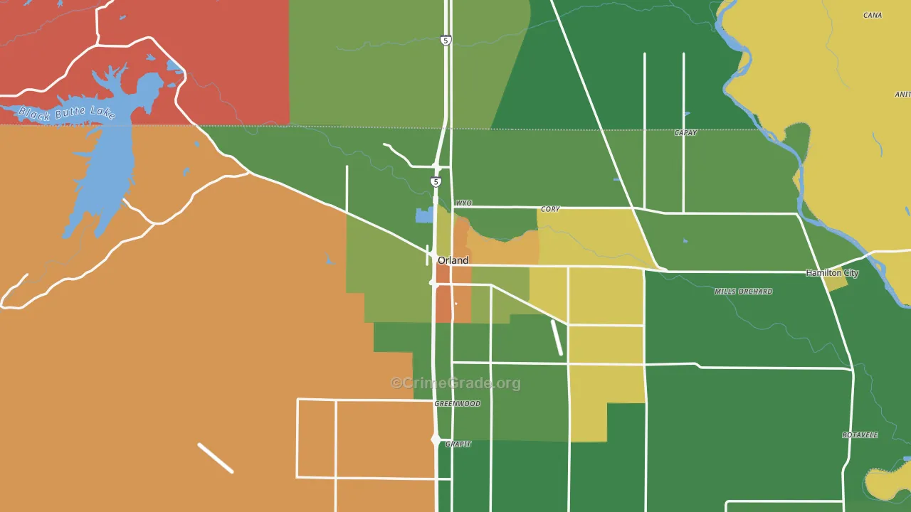 Orland, CA Map of Drug-Related Crime Rates