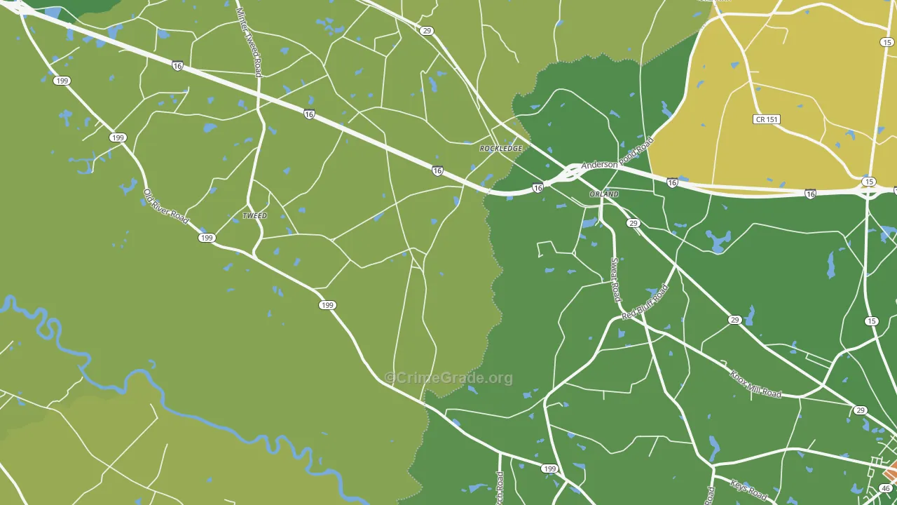 Orland, GA Map of Drug-Related Crime Rates