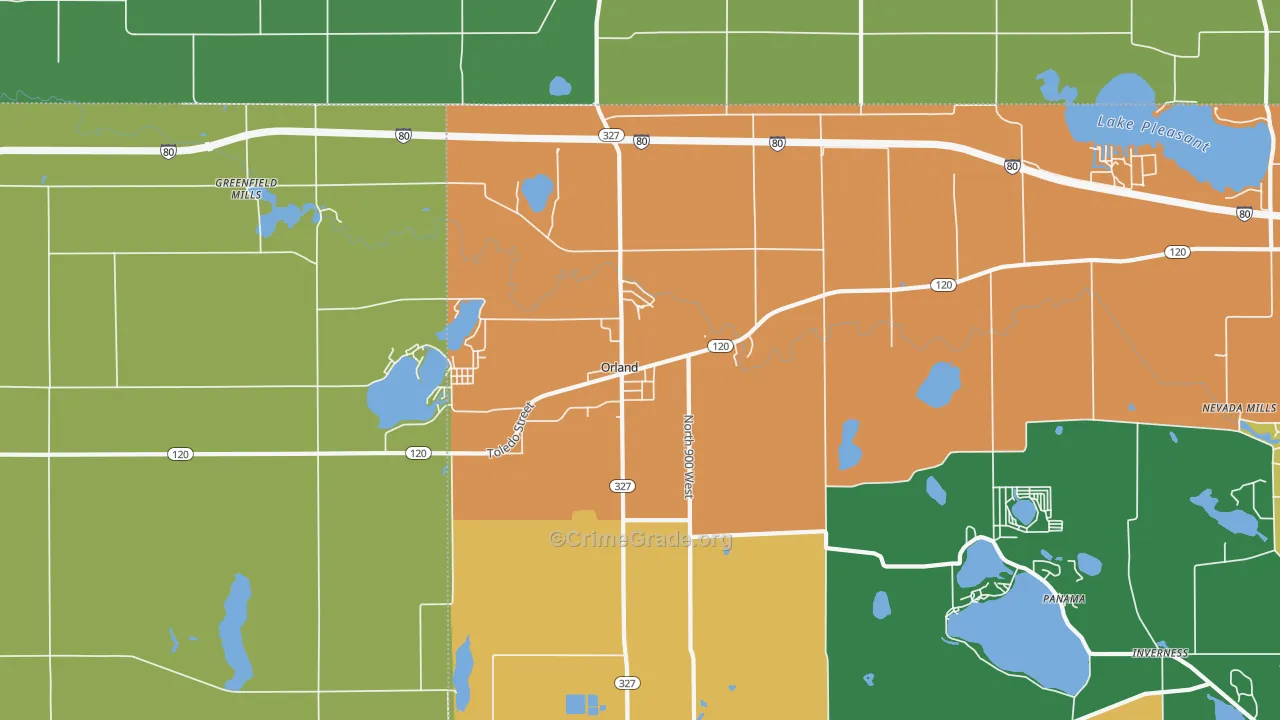 Orland, IN Map of Drug-Related Crime Rates