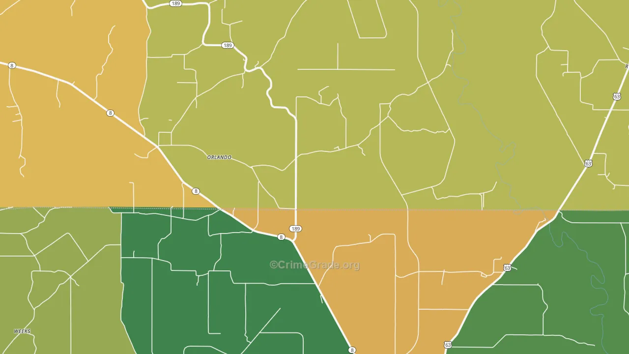 Orlando, AR Map of Drug-Related Crime Rates