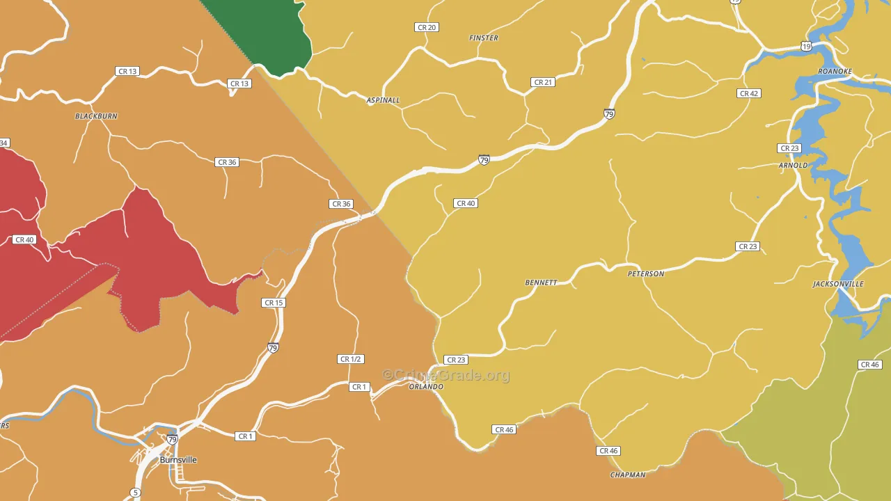 Orlando, WV Map of Drug-Related Crime Rates