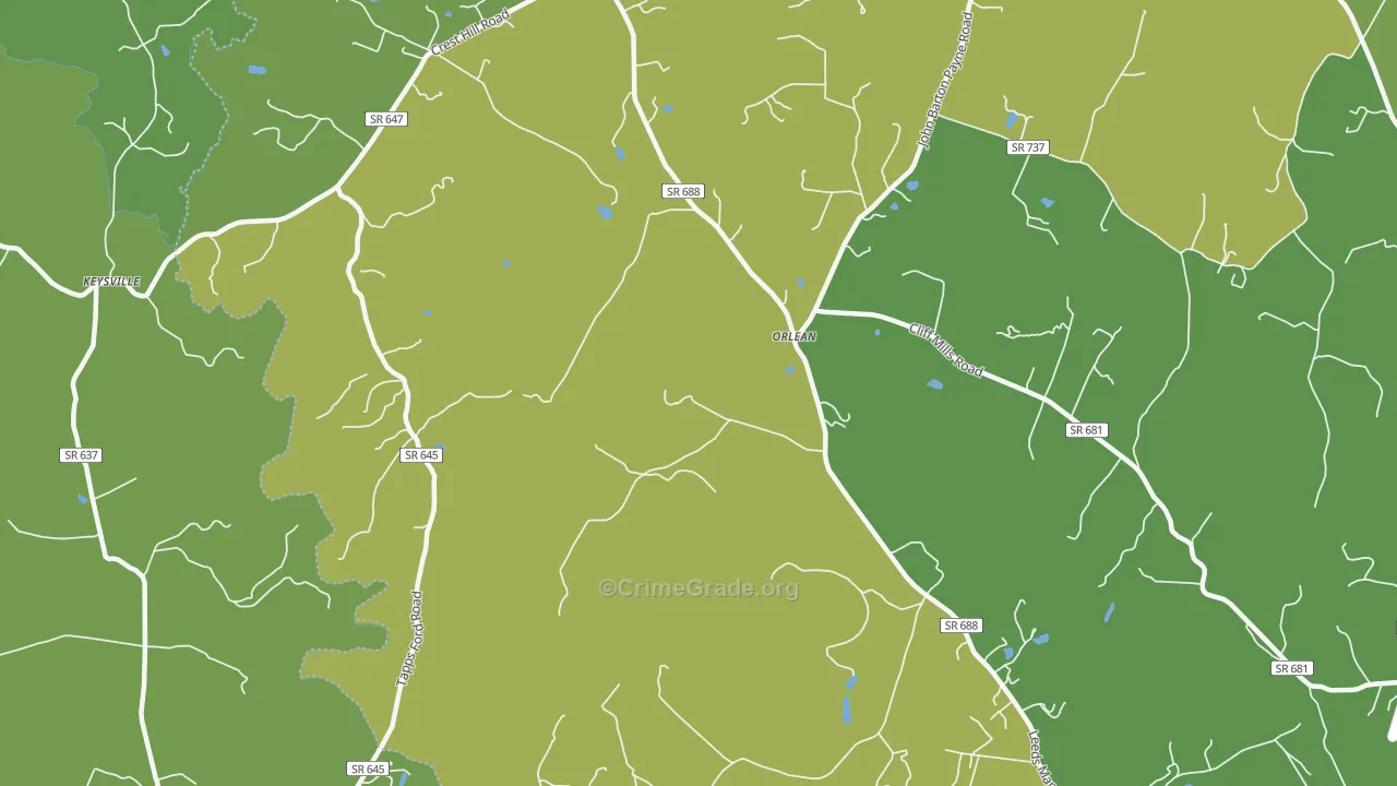 Orlean, VA Map of Drug-Related Crime Rates
