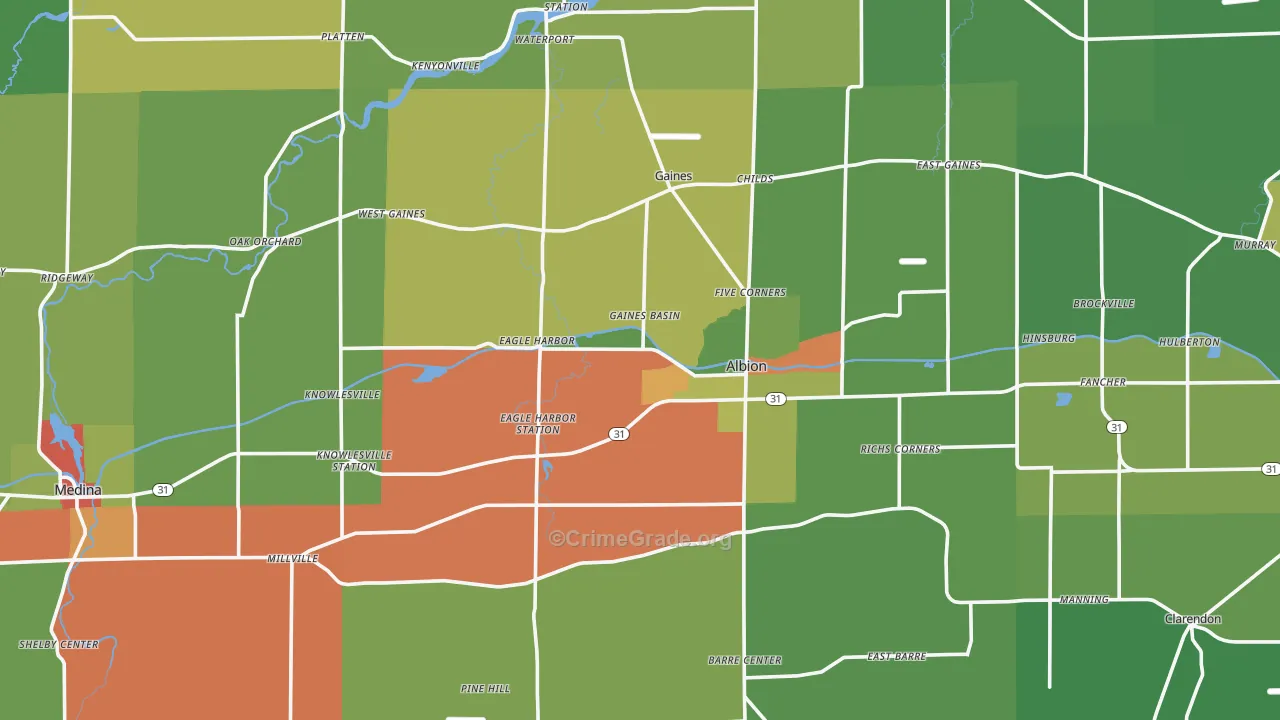 Orleans County, NY Map of Drug-Related Crime Rates