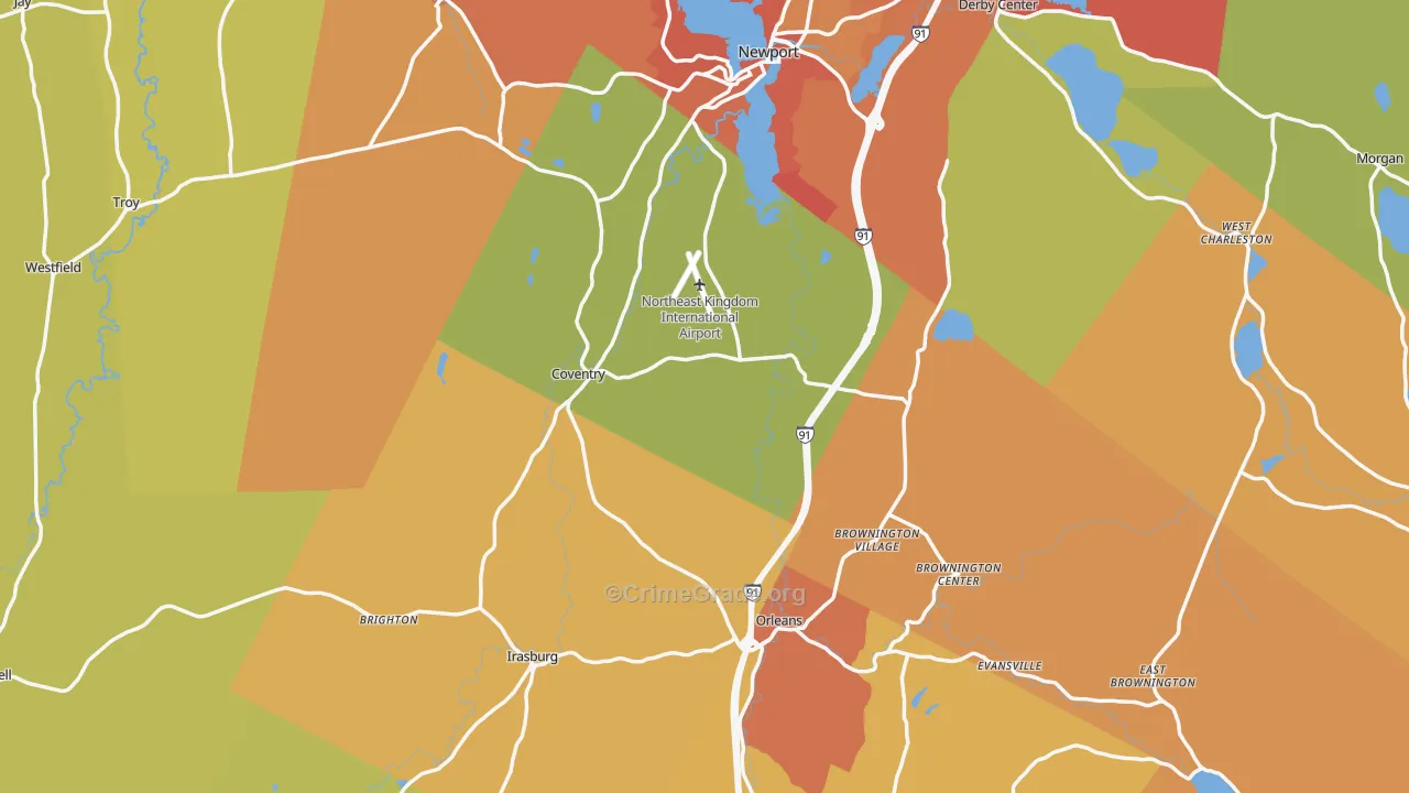 Orleans County, VT Map of Drug-Related Crime Rates