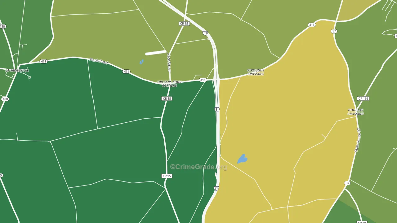 Orleans Four Corners, NY Map of Drug-Related Crime Rates