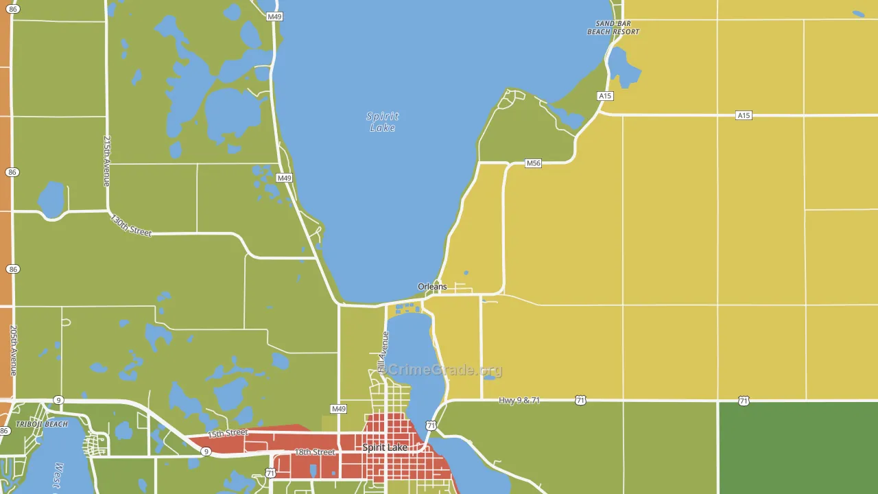 Orleans, IA Map of Drug-Related Crime Rates