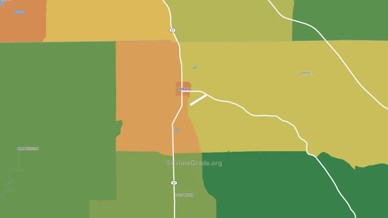 Orleans, IN Map of Drug-Related Crime Rates