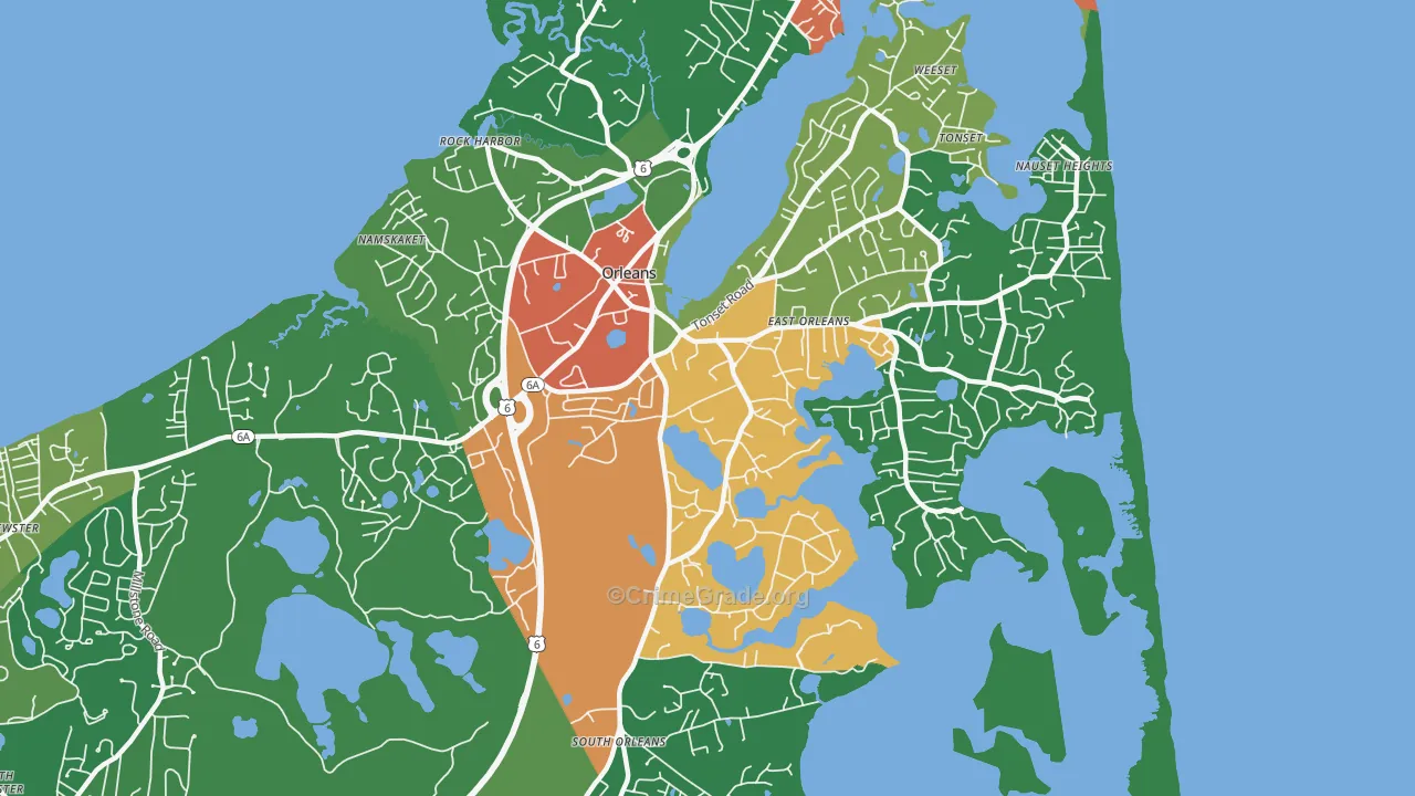 Orleans, MA Map of Drug-Related Crime Rates