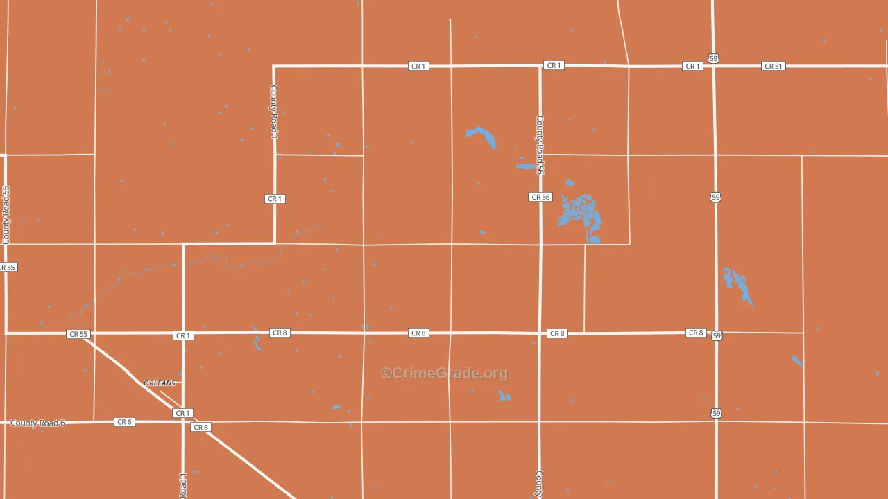 Orleans, MN Map of Drug-Related Crime Rates