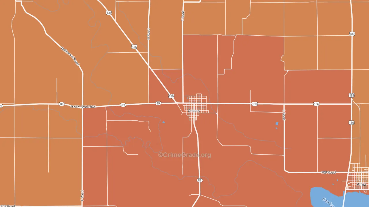 Orleans, NE Map of Drug-Related Crime Rates