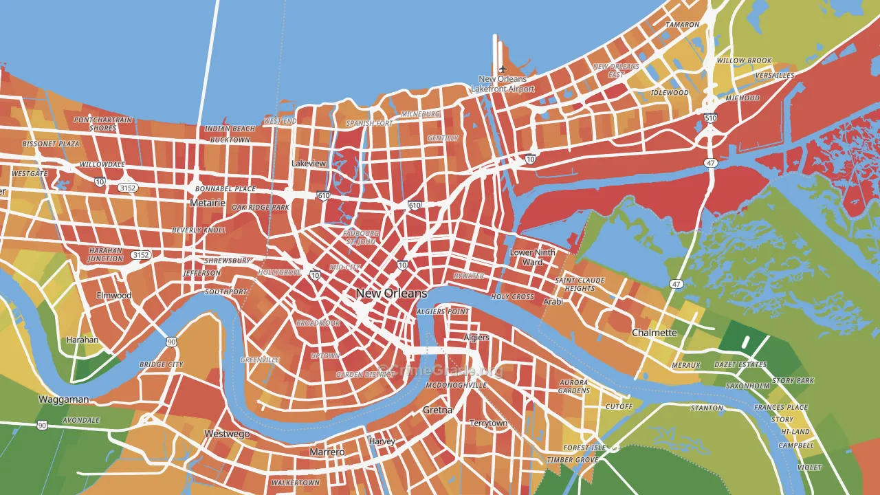 Orleans Parish, LA Map of Drug-Related Crime Rates
