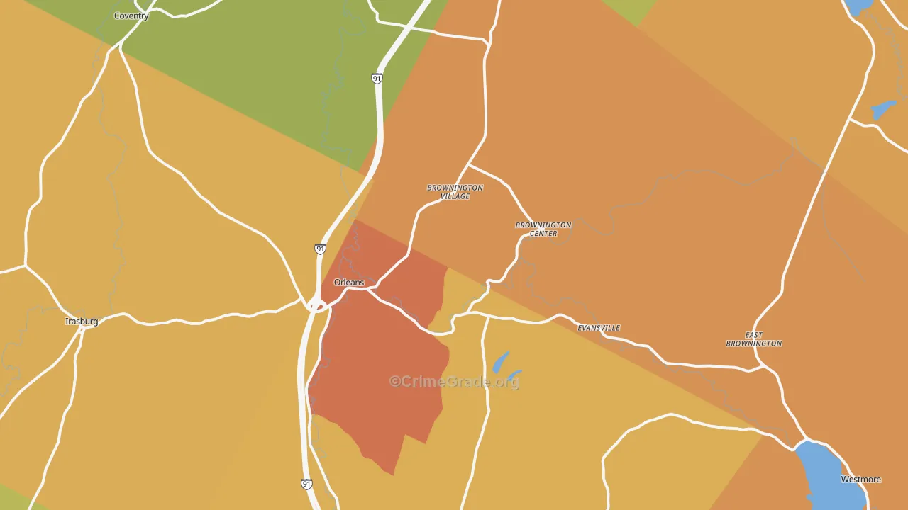 Orleans, VT Map of Drug-Related Crime Rates