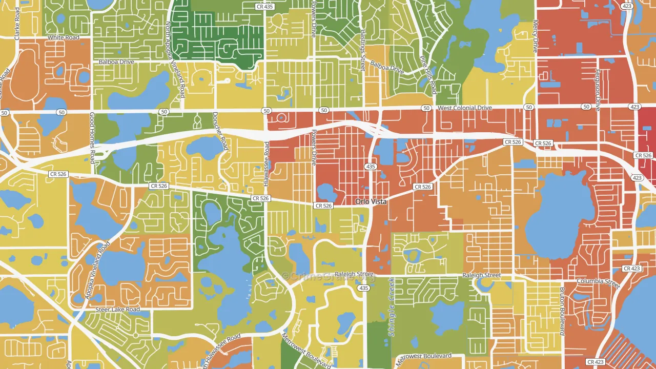 Orlovista, FL Map of Drug-Related Crime Rates