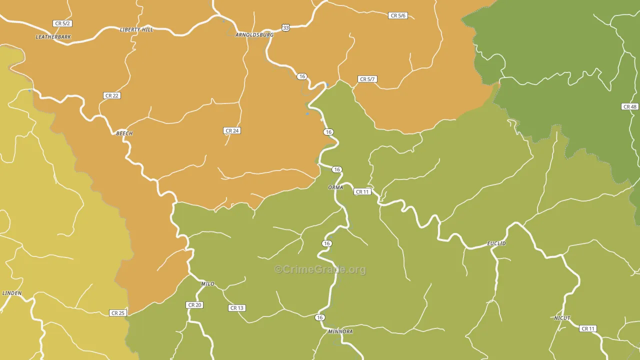 Orma, WV Map of Drug-Related Crime Rates