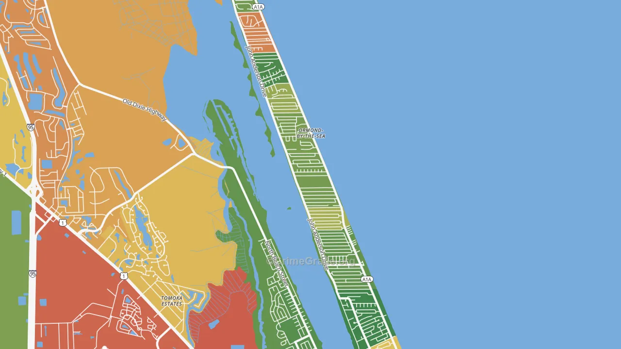 Ormond-by-the-Sea, FL Map of Drug-Related Crime Rates