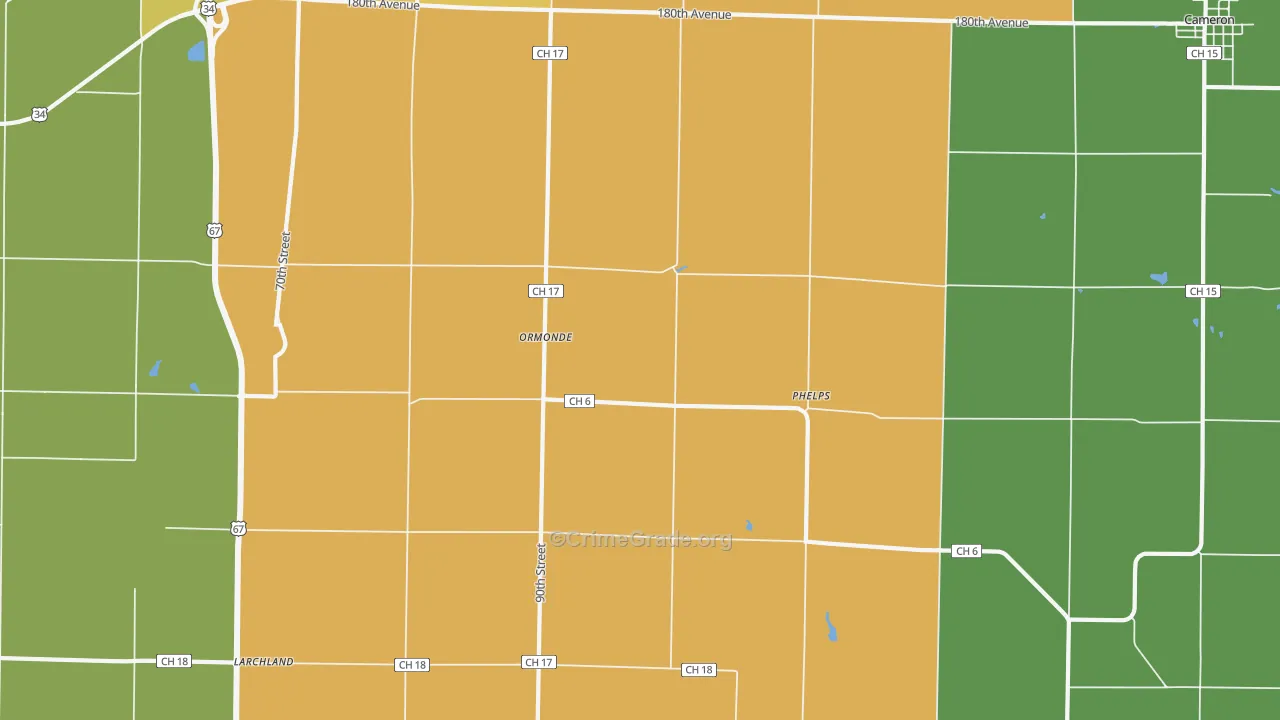 Ormonde, IL Map of Drug-Related Crime Rates