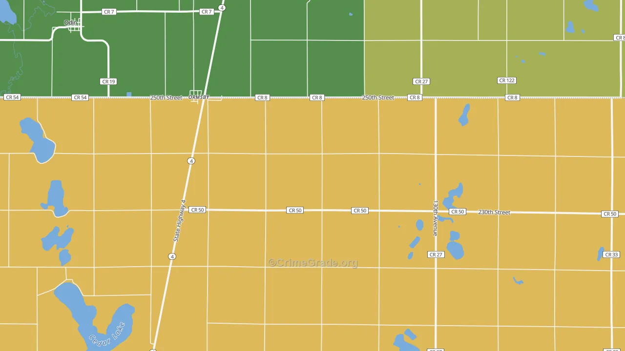 Ormsby, MN Map of Drug-Related Crime Rates