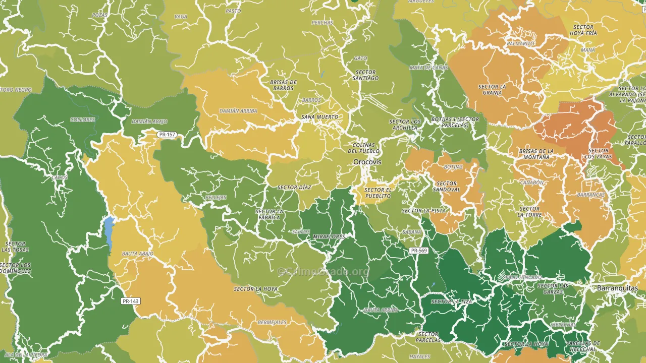 Orocovis Municipio, PR Map of Drug-Related Crime Rates