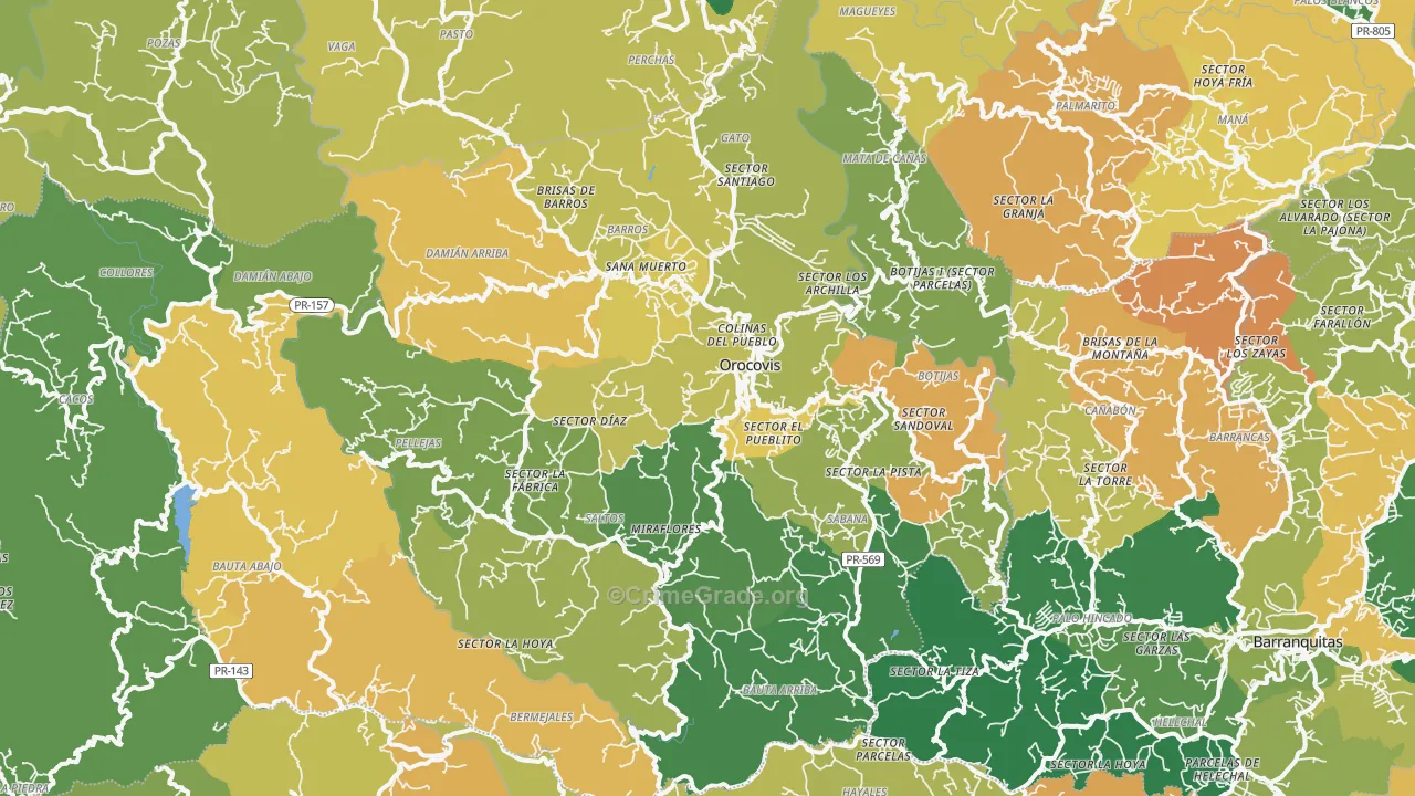 Orocovis, PR Map of Drug-Related Crime Rates