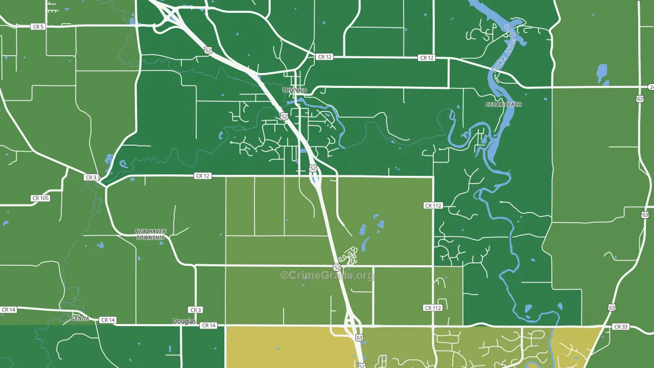 Oronoco, MN Map of Drug-Related Crime Rates