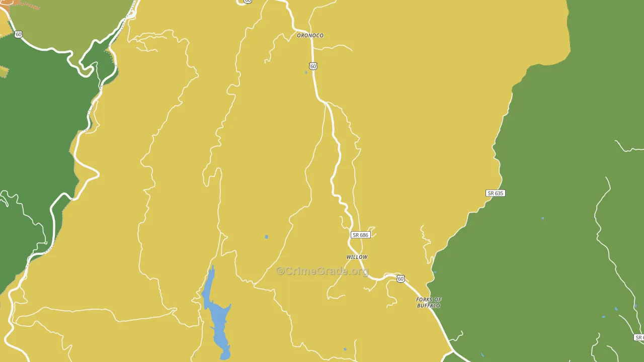 Oronoco, VA Map of Drug-Related Crime Rates