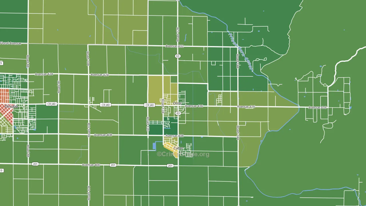Orosi, CA Map of Drug-Related Crime Rates