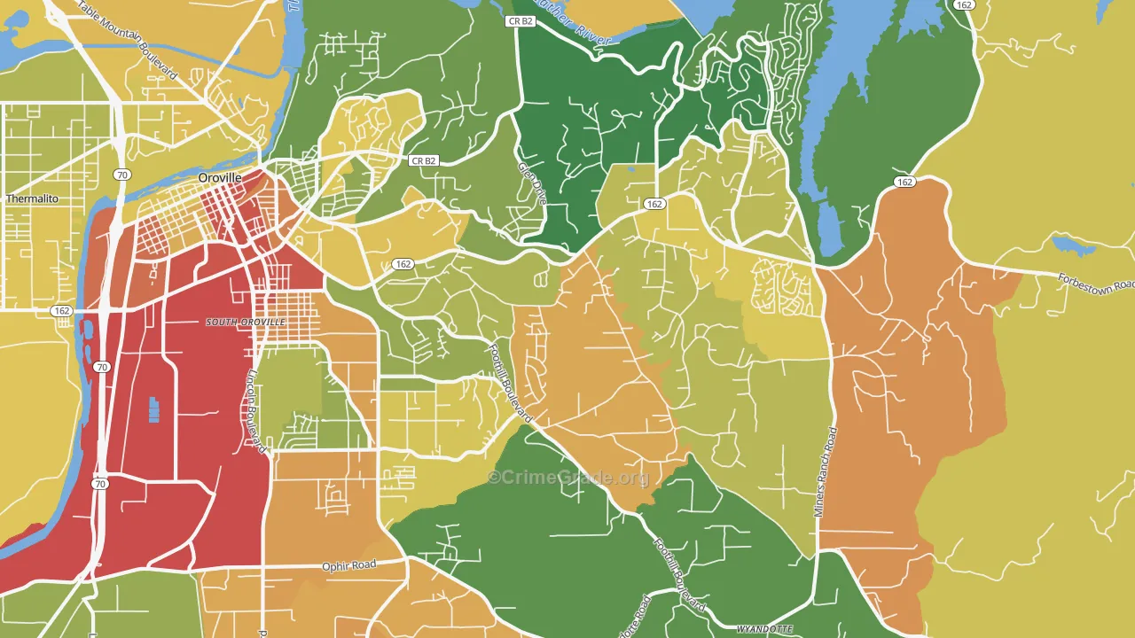 Oroville East, CA Map of Drug-Related Crime Rates
