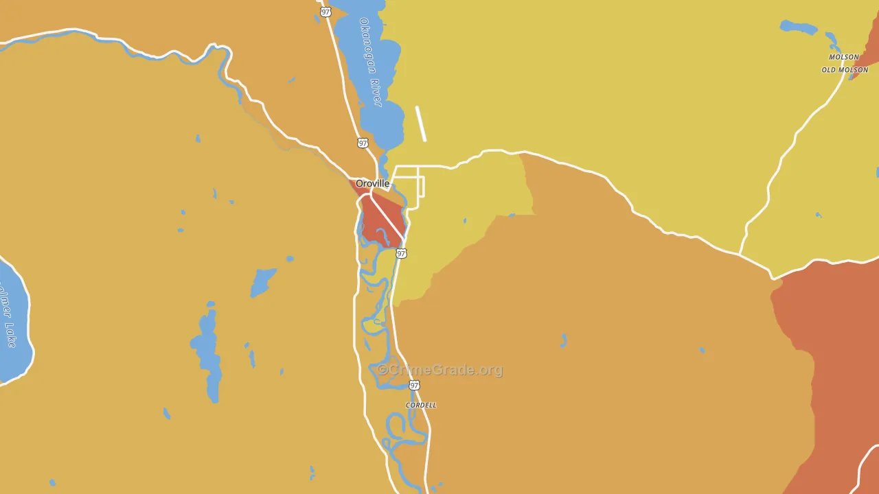 Oroville, WA Map of Drug-Related Crime Rates