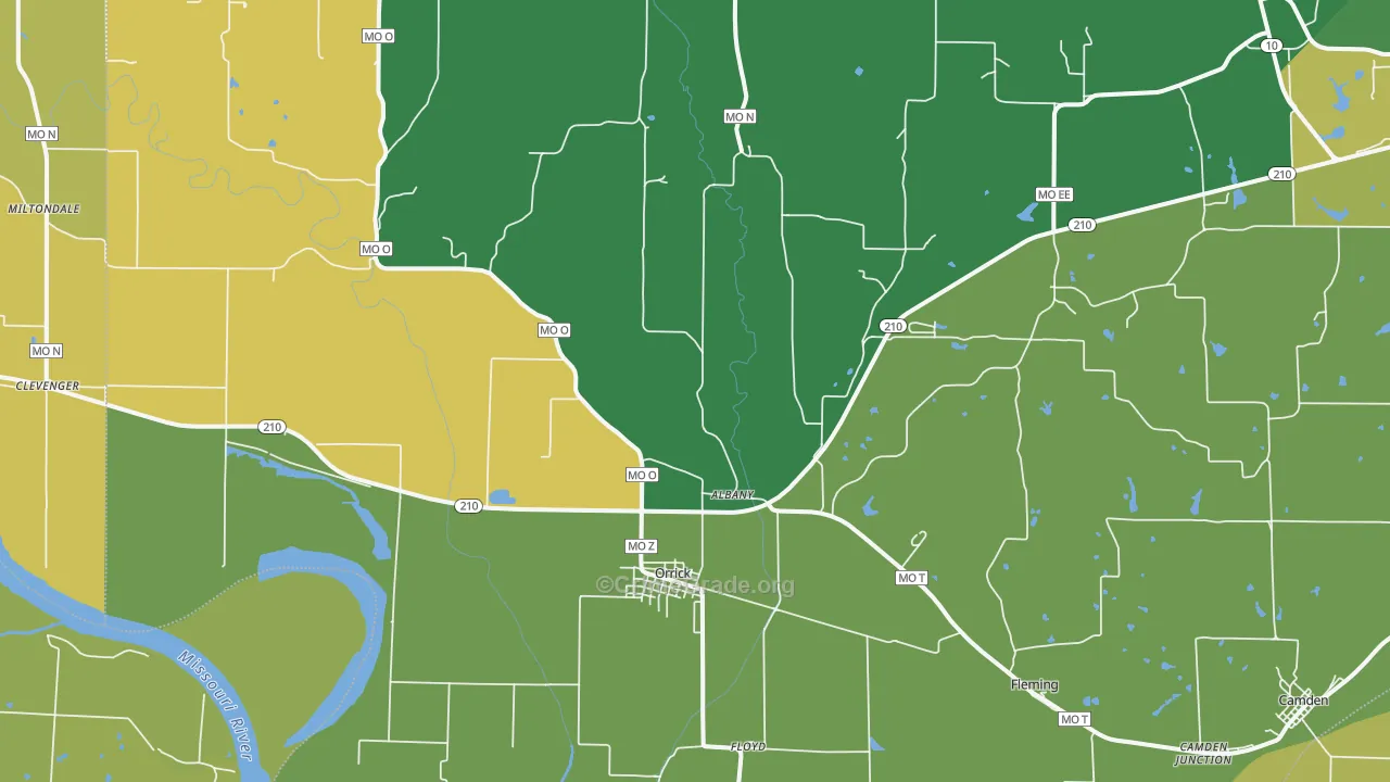 Orrick, MO Map of Drug-Related Crime Rates