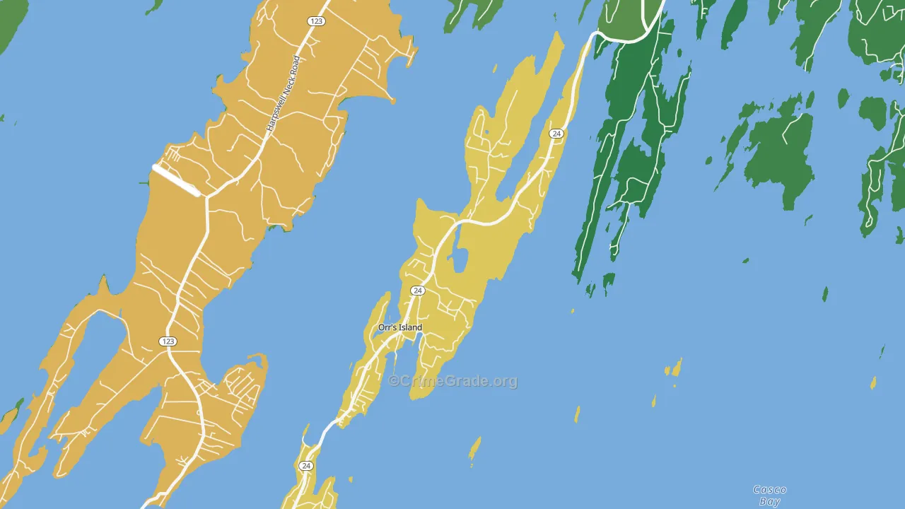 Orrs Island, ME Map of Drug-Related Crime Rates