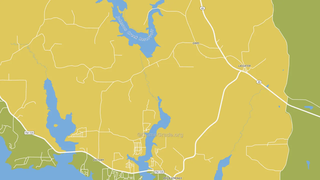 Orrs, TX Map of Drug-Related Crime Rates