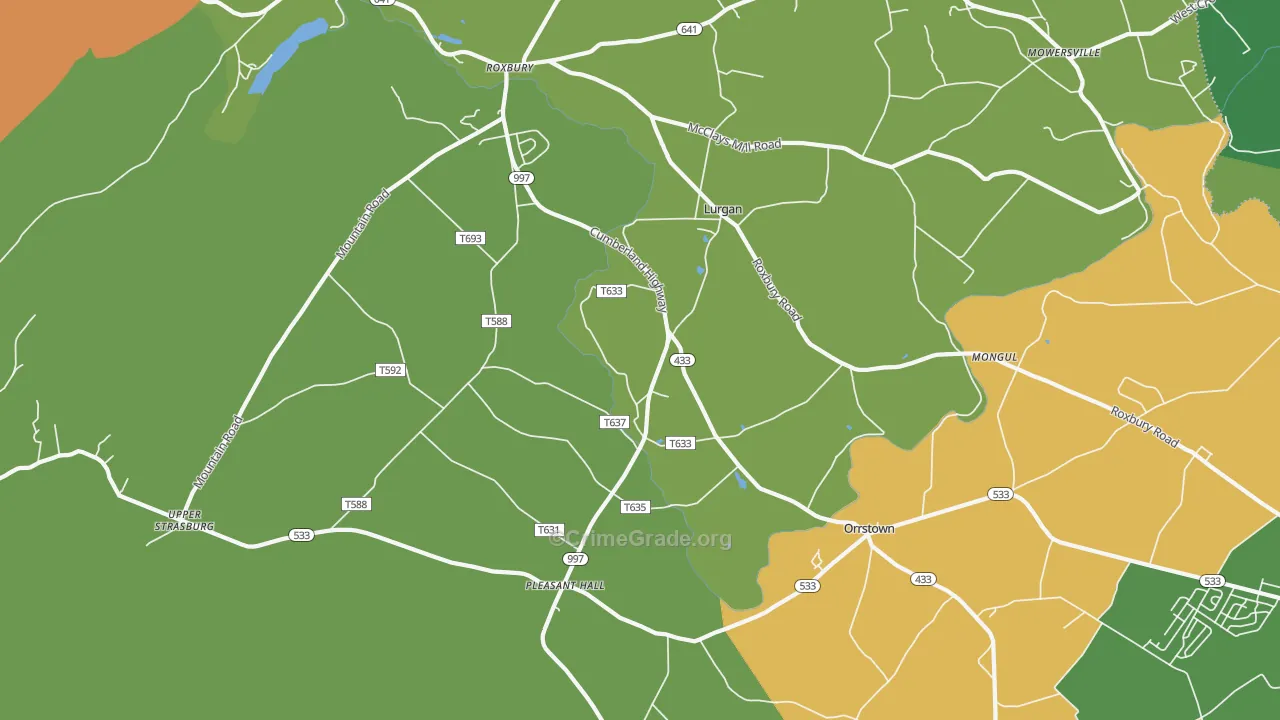 Orrstown, PA Map of Drug-Related Crime Rates