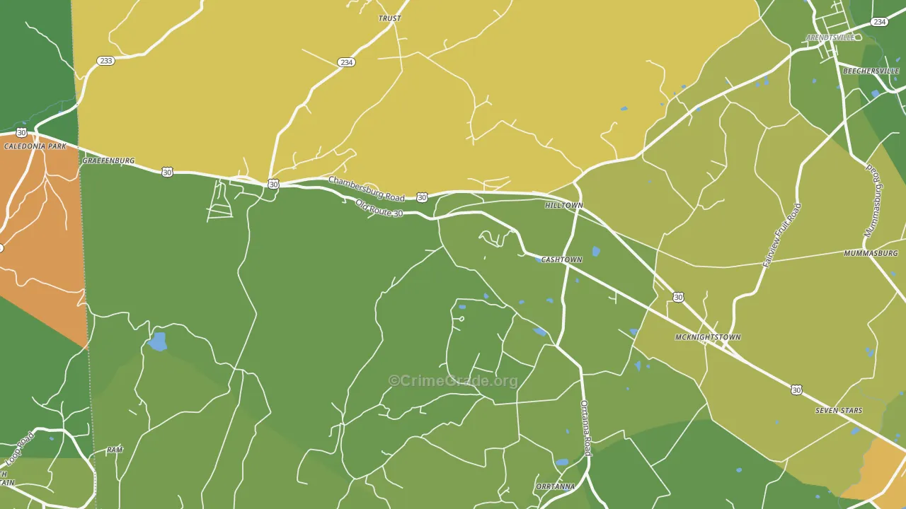 Orrtanna, PA Map of Drug-Related Crime Rates