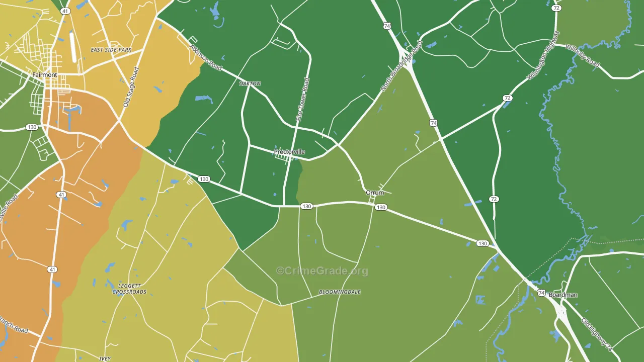 Orrum, NC Map of Drug-Related Crime Rates