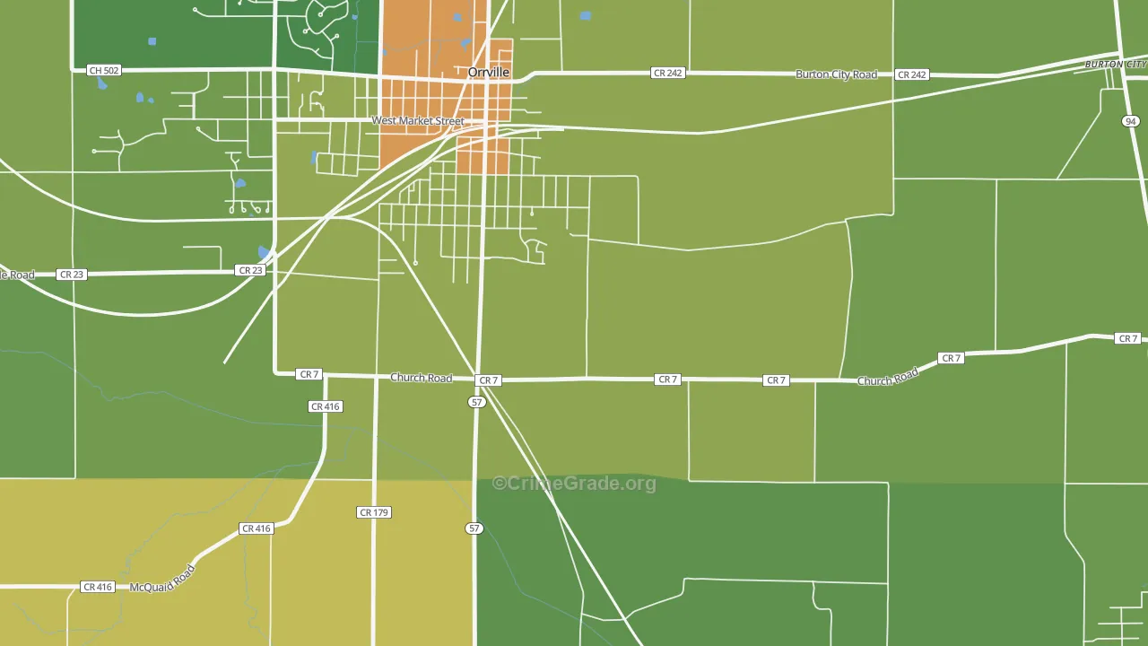 Orrville Junction, OH Map of Drug-Related Crime Rates