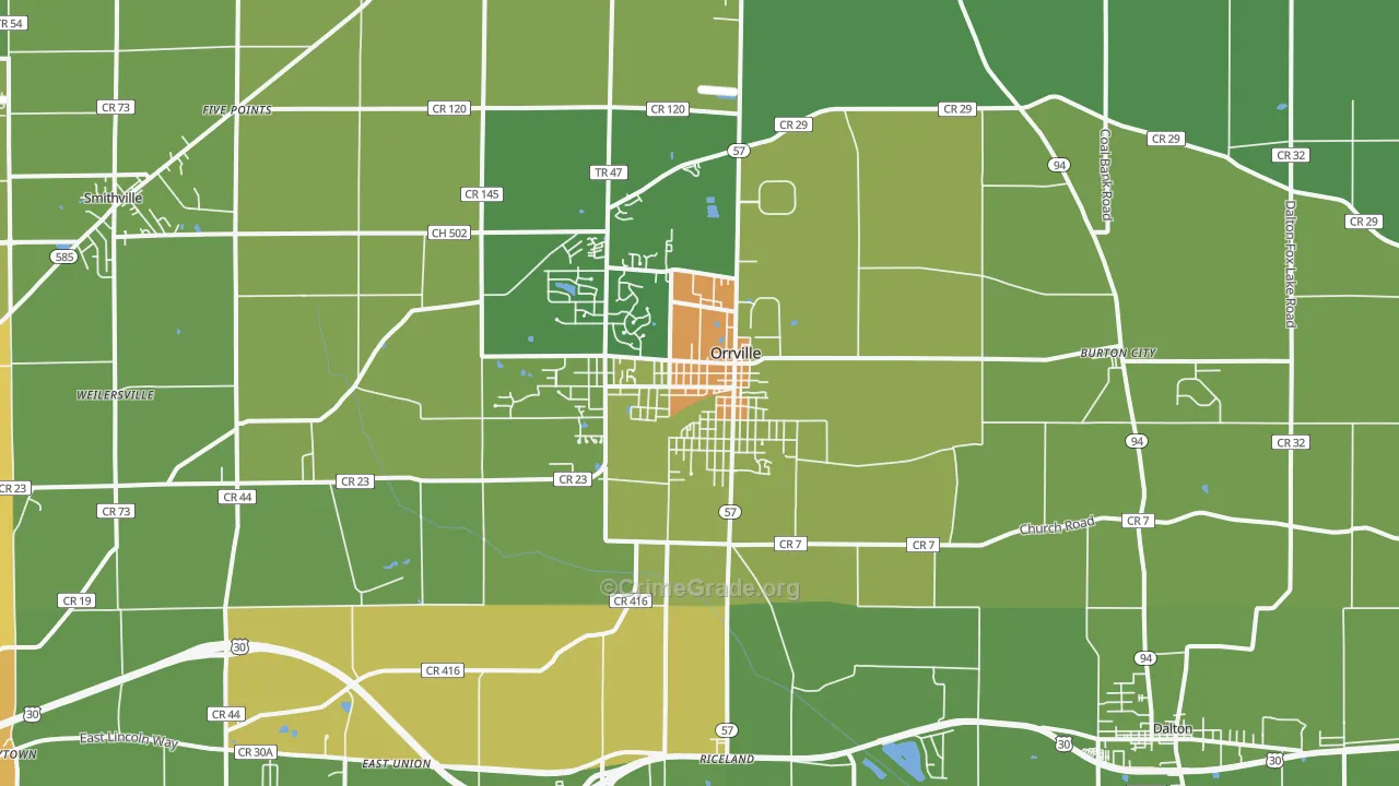 Orrville, OH Map of Drug-Related Crime Rates