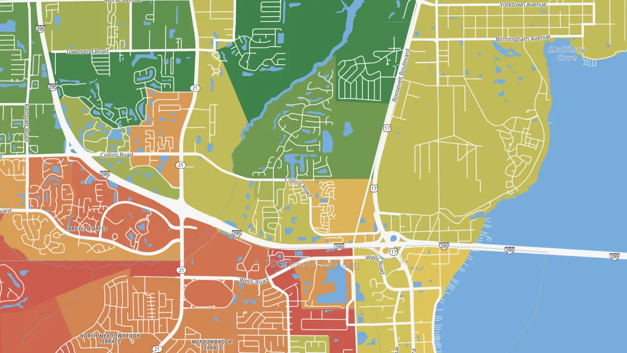 Ortega Hills, Jacksonville, FL Map of Drug-Related Crime Rates