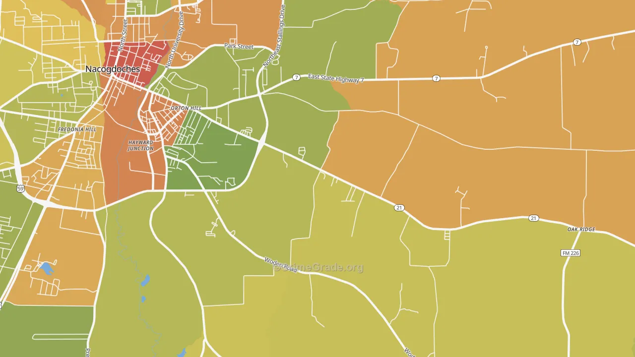 Orton Hill, TX Map of Drug-Related Crime Rates