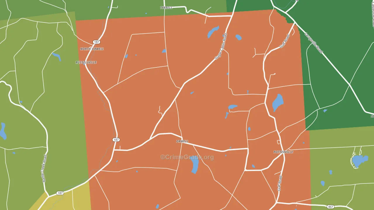 Orwell, PA Map of Drug-Related Crime Rates